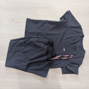 Figs scrub set - Charcoal - Catarina top, high waisted Yola bottom - bot…